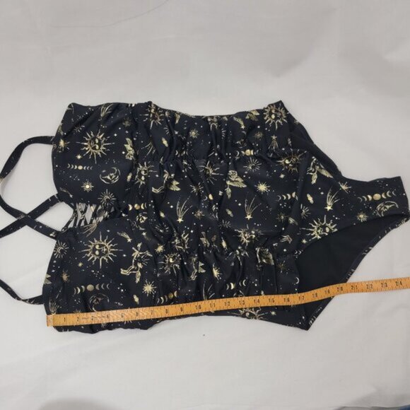 TORRID Womens Swimsuit Wireless Lattice One Piece BLACK Celestial Star Sz 2 Plus - Picture 15 of 16